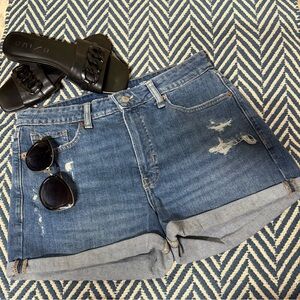Old Navy Distressed Blue Denim Roll-Cuff Shorts